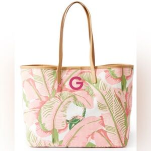 Mark and Graham Beach Bag initial G in hot pink